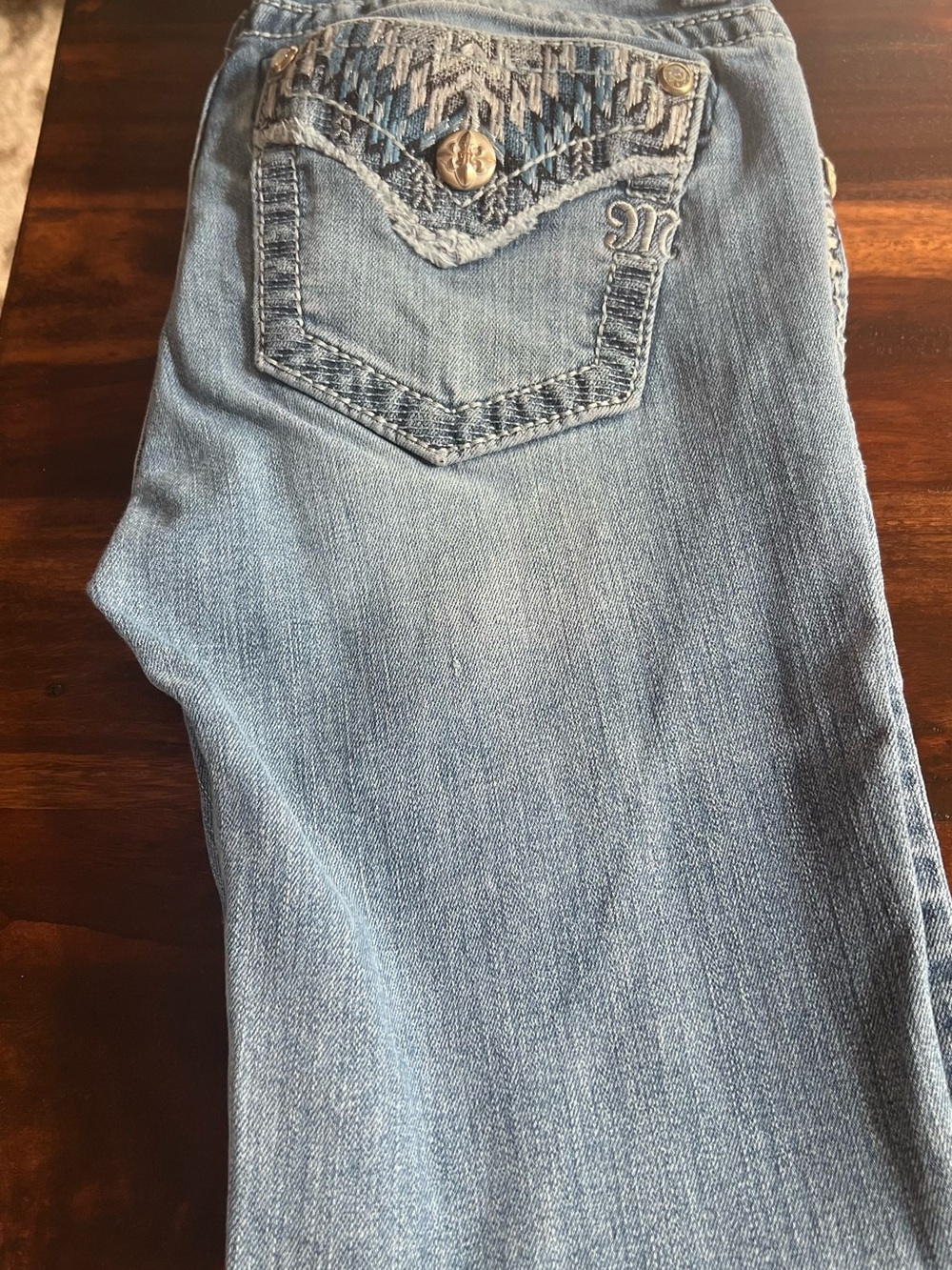 Miss Me Light Blue Boot Cut Jeans with Embroidered Back Pocket